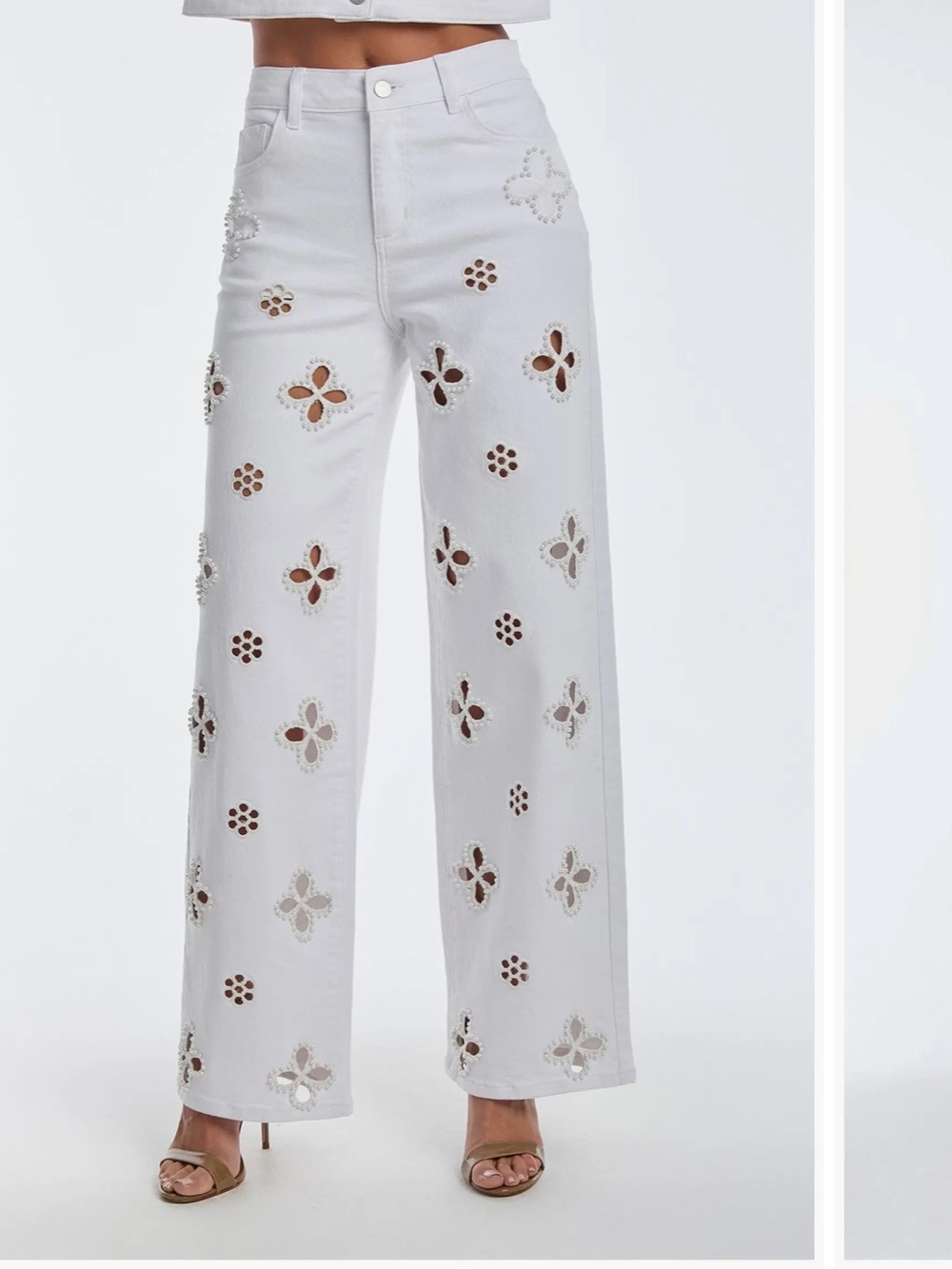 The Noli Shop Kaia Pearl High Rise Jean- white